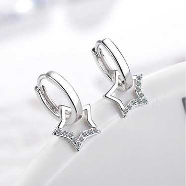 COPY - NEW 925 Sterling Silver Diamond Star Hoop E