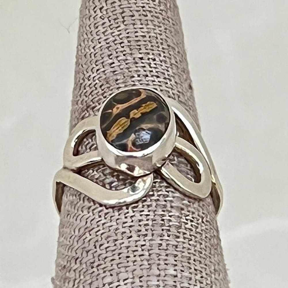 Vintage Sterling Silver Oval Jasper Ring SR-3425 - image 2