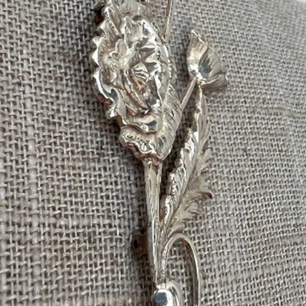 Lang Vintage Sterling Silver Flower Brooch Pin SP… - image 2