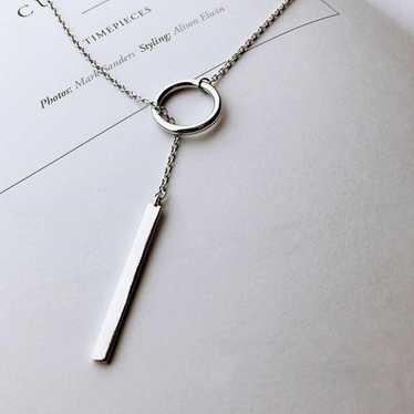 NEW 925 Sterling Silver Bar Circle Necklace - image 1