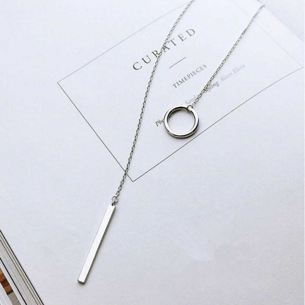 NEW 925 Sterling Silver Bar Circle Necklace - image 8