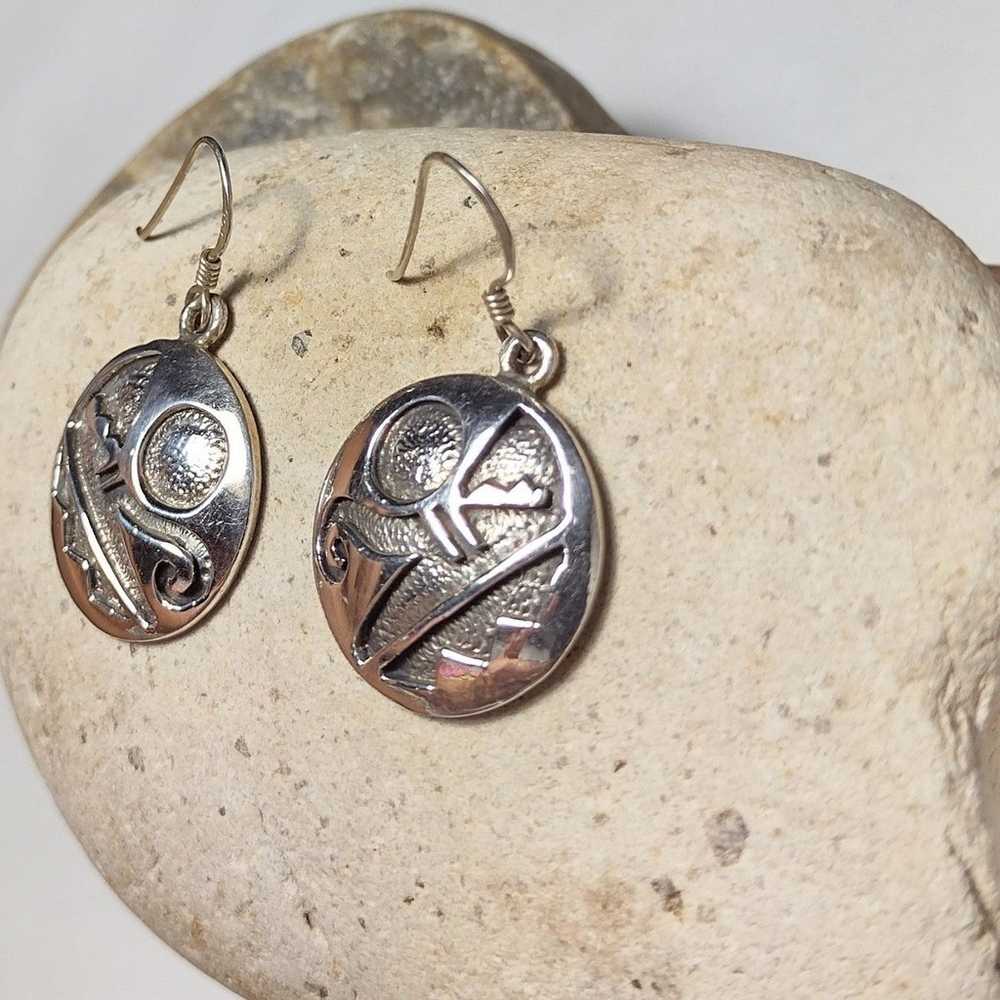 Vintage Aztec Mayan Sterling Silver Tribal Dangle… - image 3