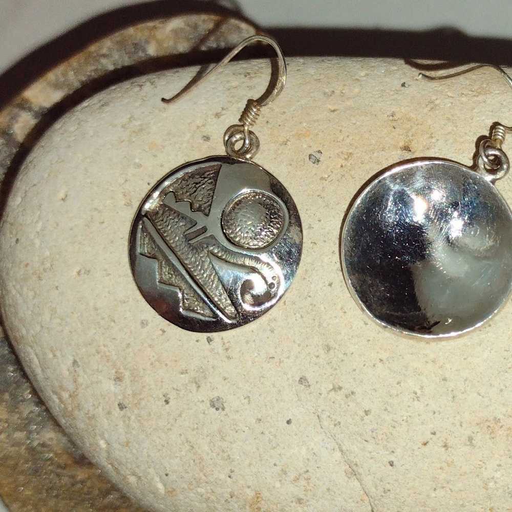 Vintage Aztec Mayan Sterling Silver Tribal Dangle… - image 7