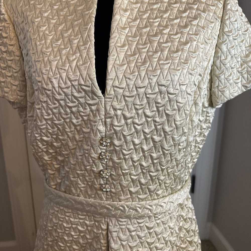 Vtg Textured Cream Brocade Dress 1960s Neiman Mar… - image 2