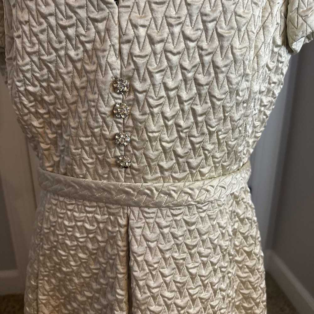 Vtg Textured Cream Brocade Dress 1960s Neiman Mar… - image 3