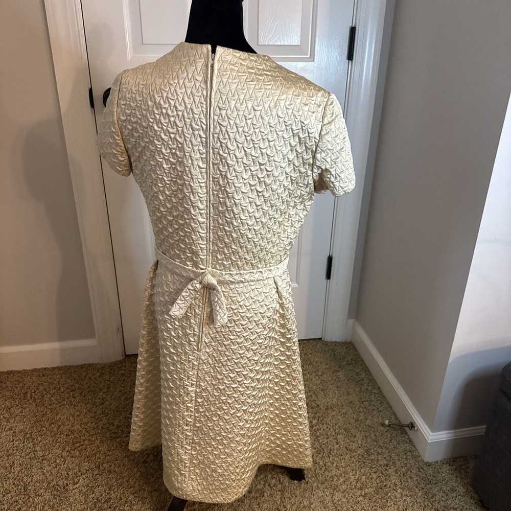 Vtg Textured Cream Brocade Dress 1960s Neiman Mar… - image 4