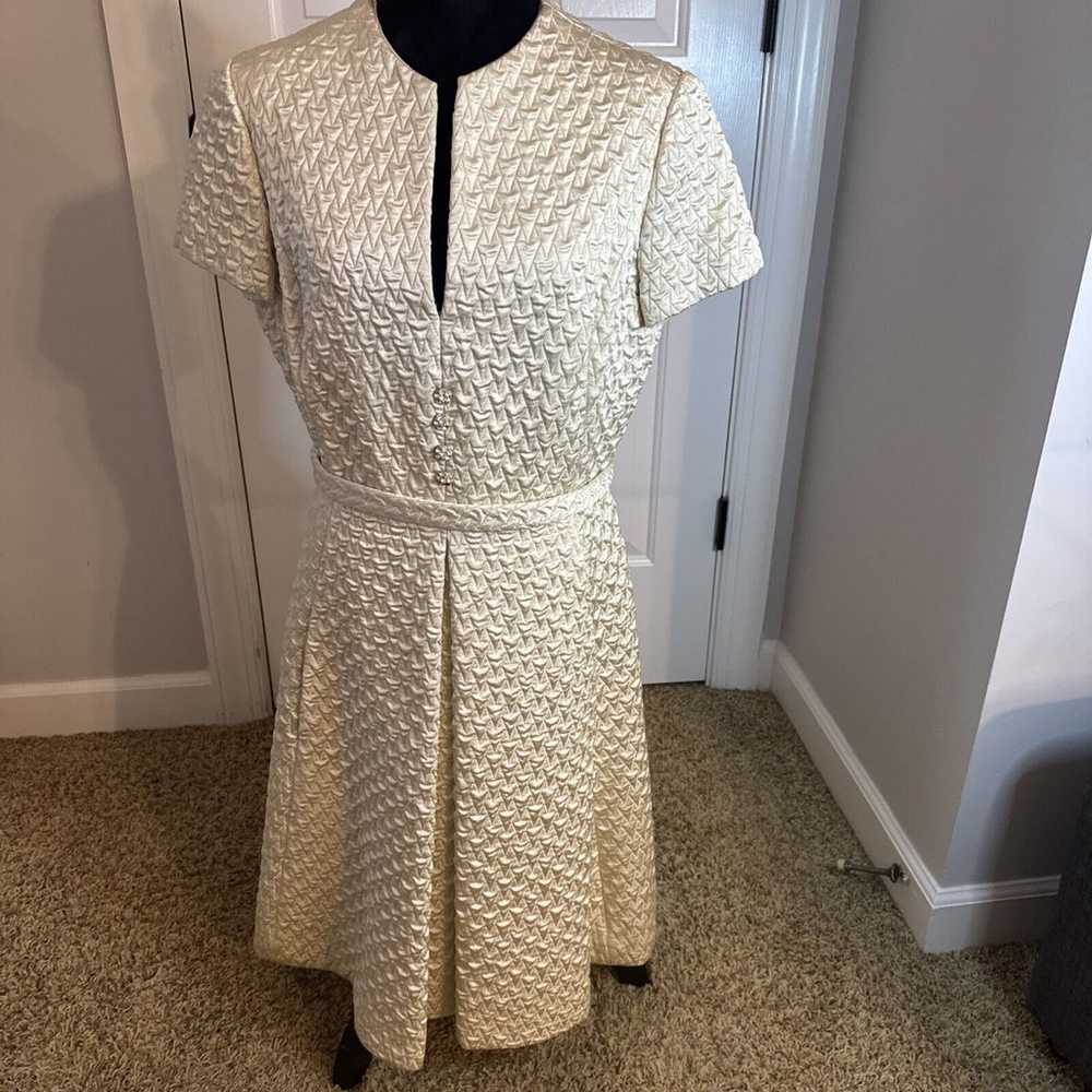 Vtg Textured Cream Brocade Dress 1960s Neiman Mar… - image 7