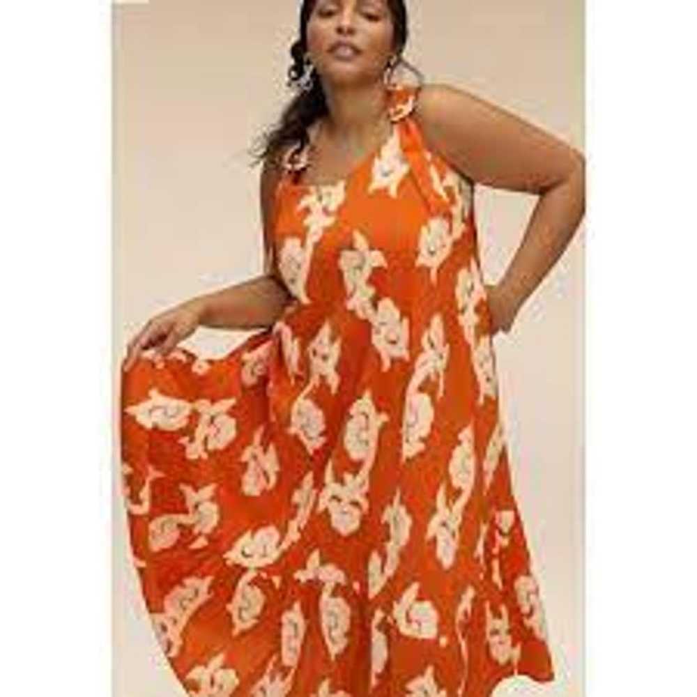 EXQUISE Phoebe Flounced Maxi Dress Orange Cream E… - image 1