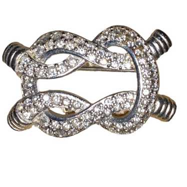 Vintage Swarovski Crystal Knot Silver Rope Pin St… - image 1