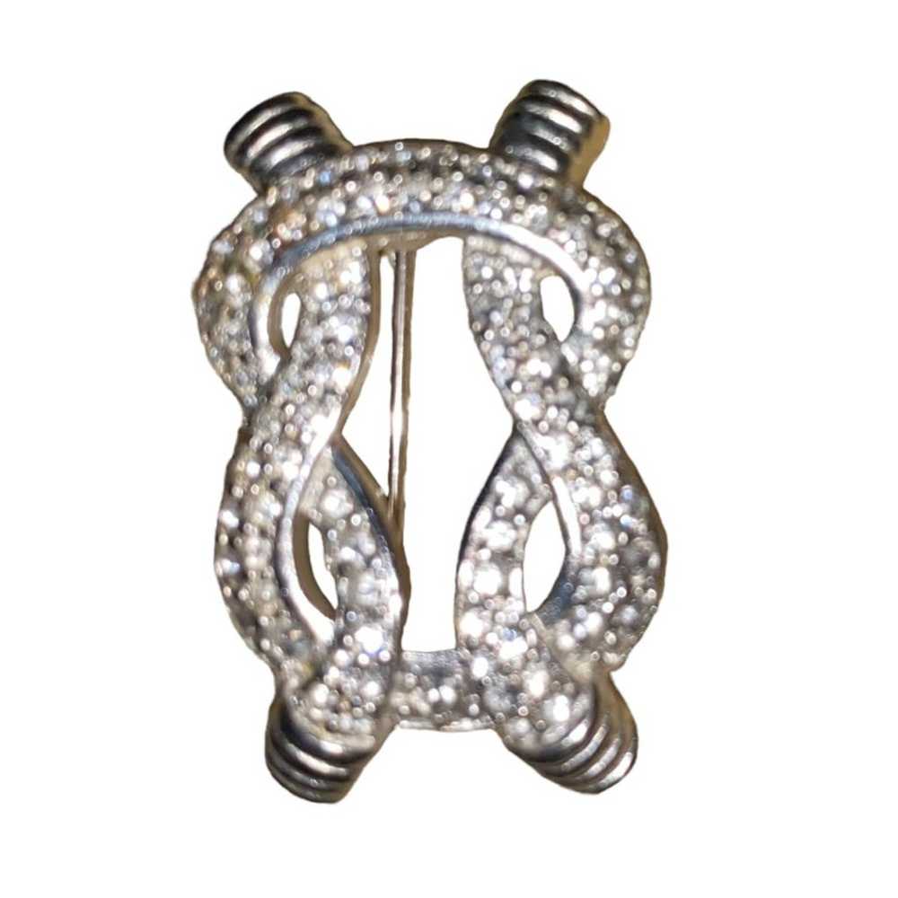 Vintage Swarovski Crystal Knot Silver Rope Pin St… - image 3