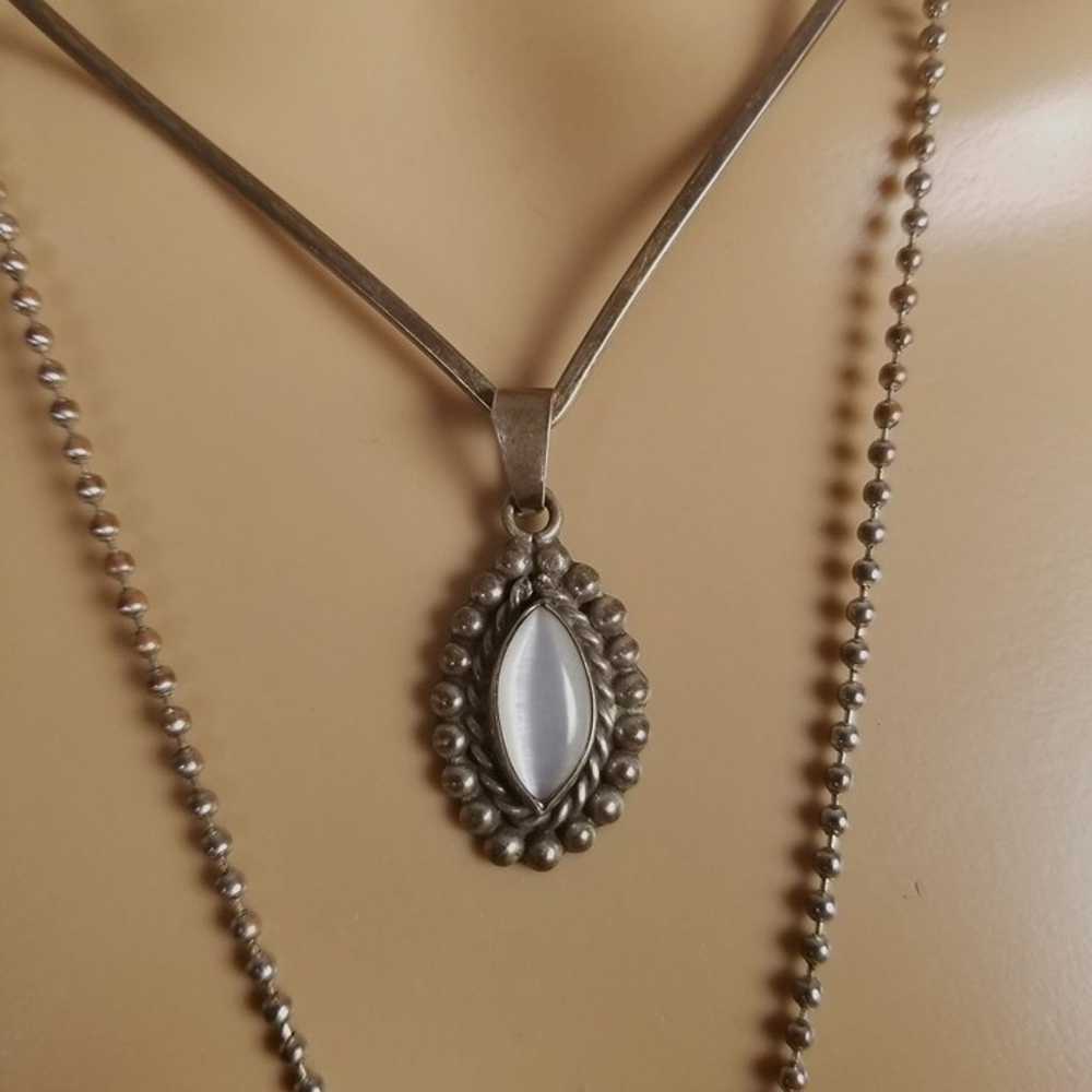 vintage sterling silver moonstone pendant necklace - image 1