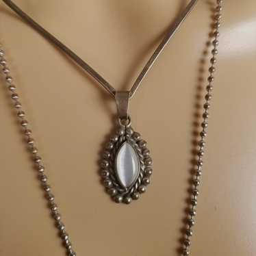 vintage sterling silver moonstone pendant necklace - image 1