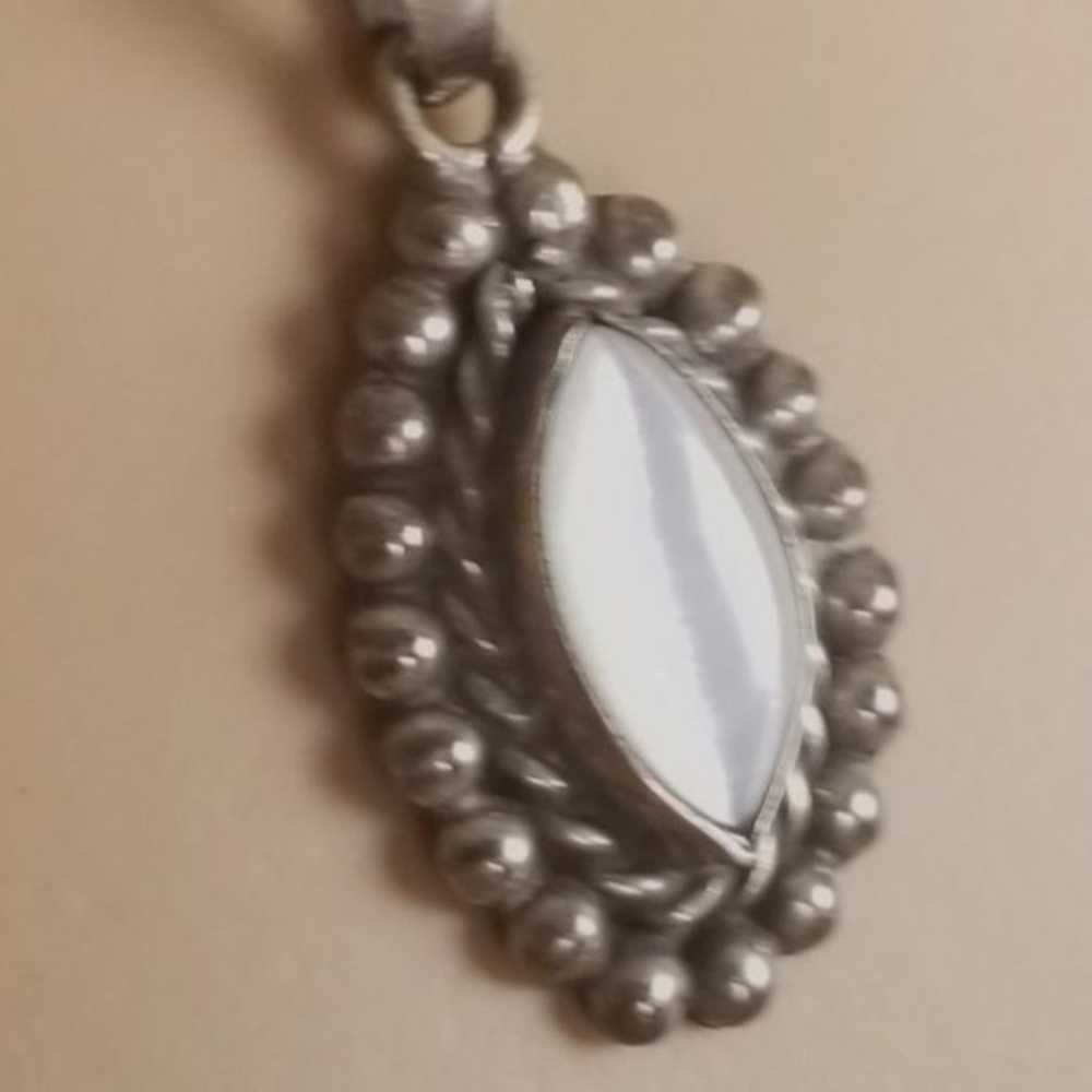 vintage sterling silver moonstone pendant necklace - image 4