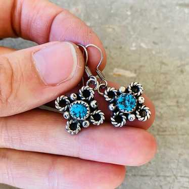 REDUCED! Michael Perry, Navajo high quality Jewelry Designer – Sterling Silver Earrings with Turquoise