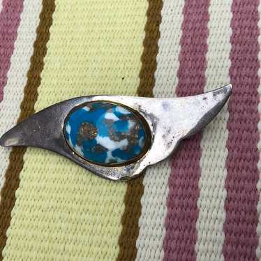 Sterling Silver and turquoise pin