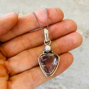 Artisan Vintage Sterling Silver Amethyst & Pearl N