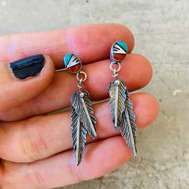 Southwestern Style Vintage Sterling Silver Multi … - image 1