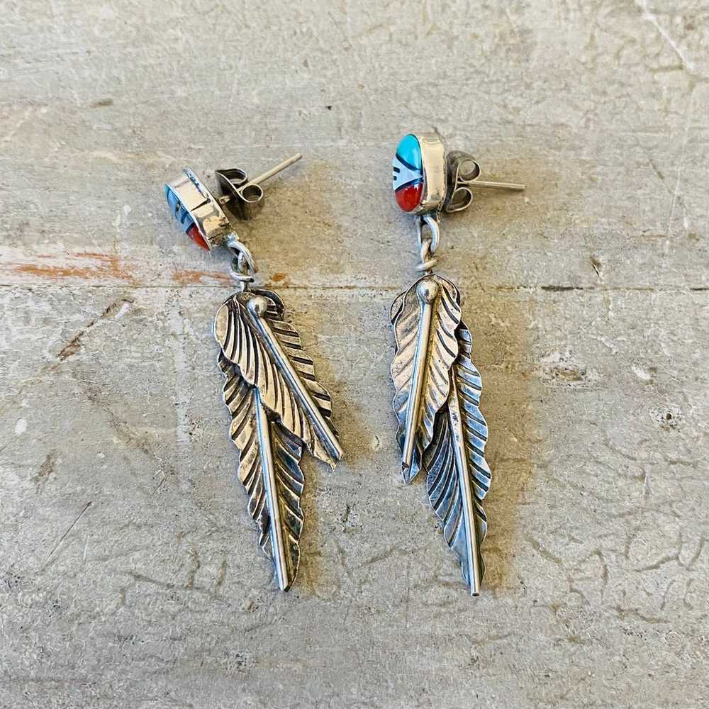 Southwestern Style Vintage Sterling Silver Multi … - image 2