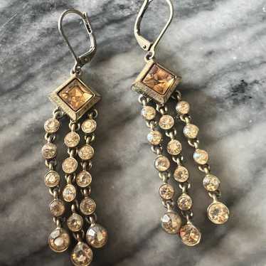 Givenchy Art Deco Rhinestone Vintage Dangle Earrin