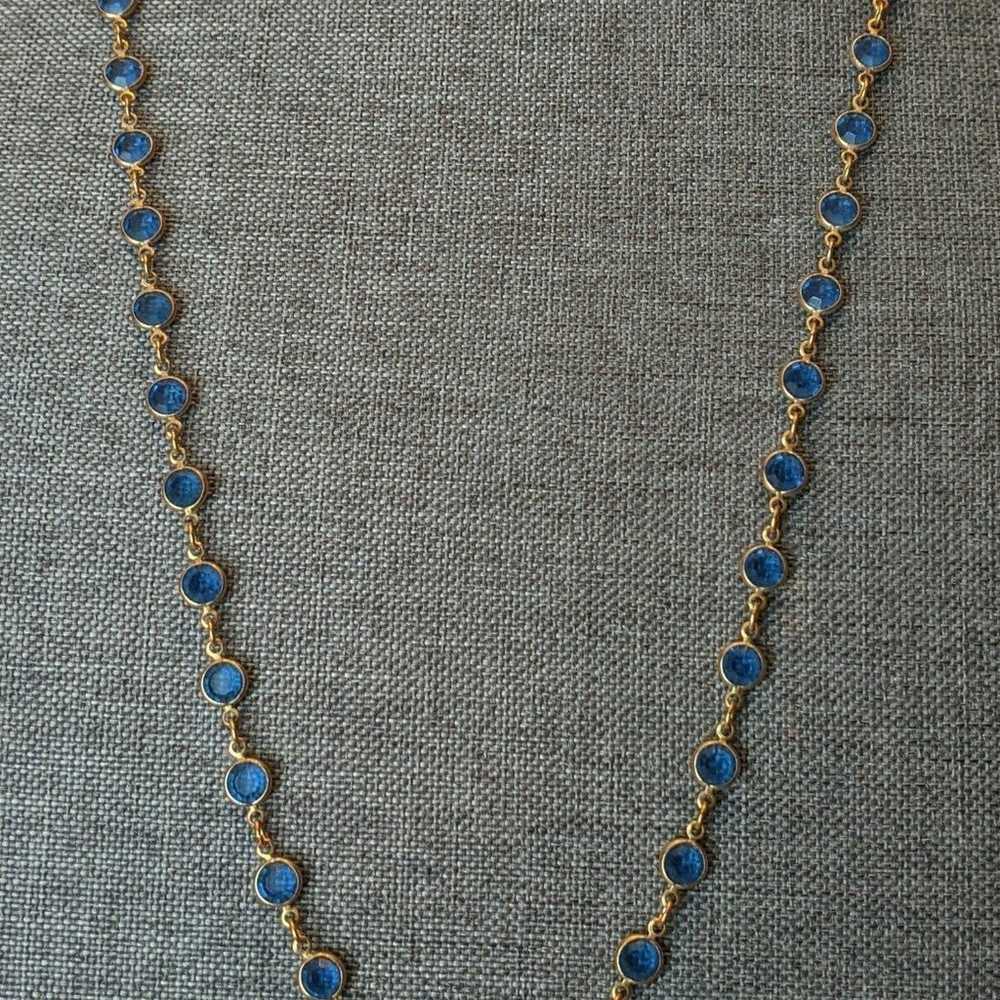 Vintage Signed Swarovski Blue Crystal Bezel Neckl… - image 2