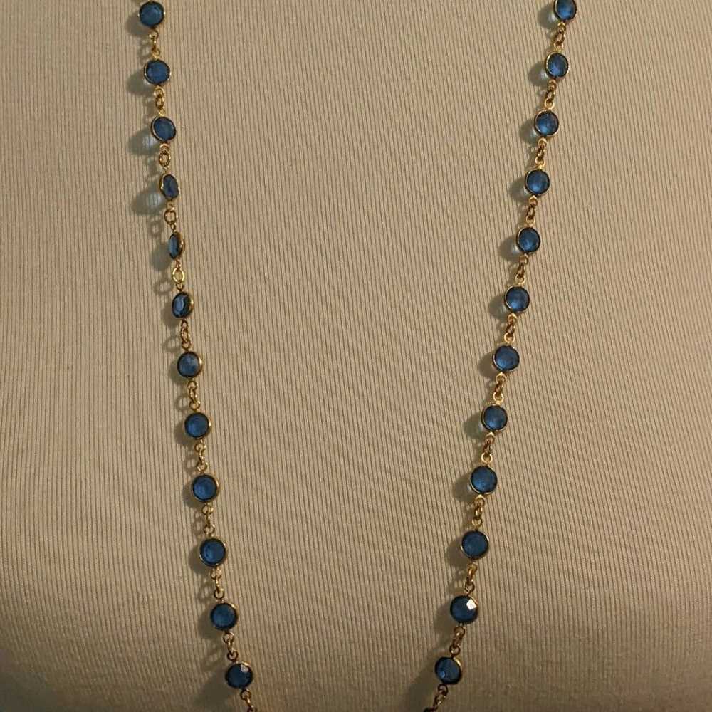 Vintage Signed Swarovski Blue Crystal Bezel Neckl… - image 3