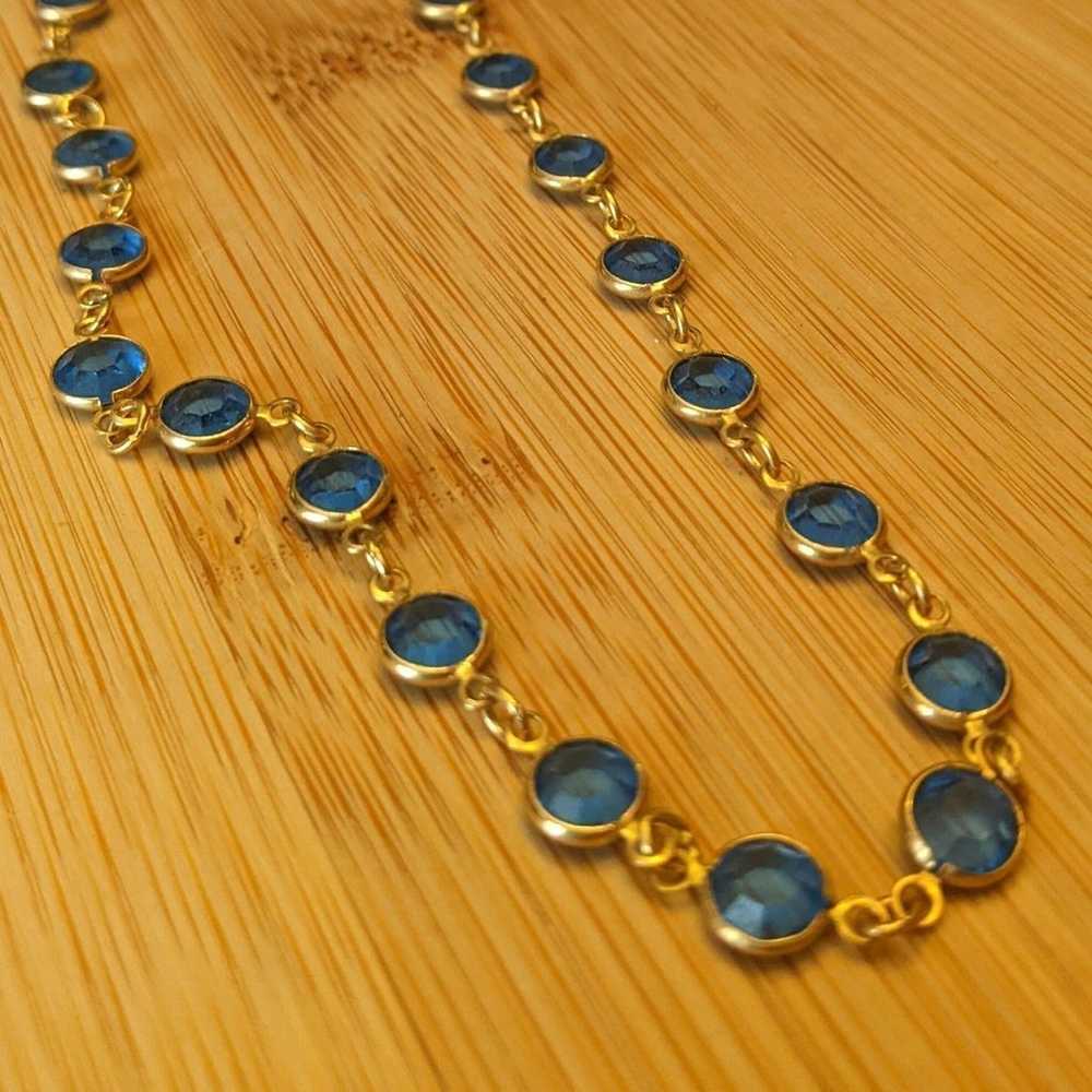 Vintage Signed Swarovski Blue Crystal Bezel Neckl… - image 4