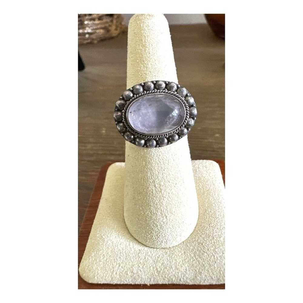 Vintage Bali Style Moonstone Ring - Solid Sterlin… - image 1