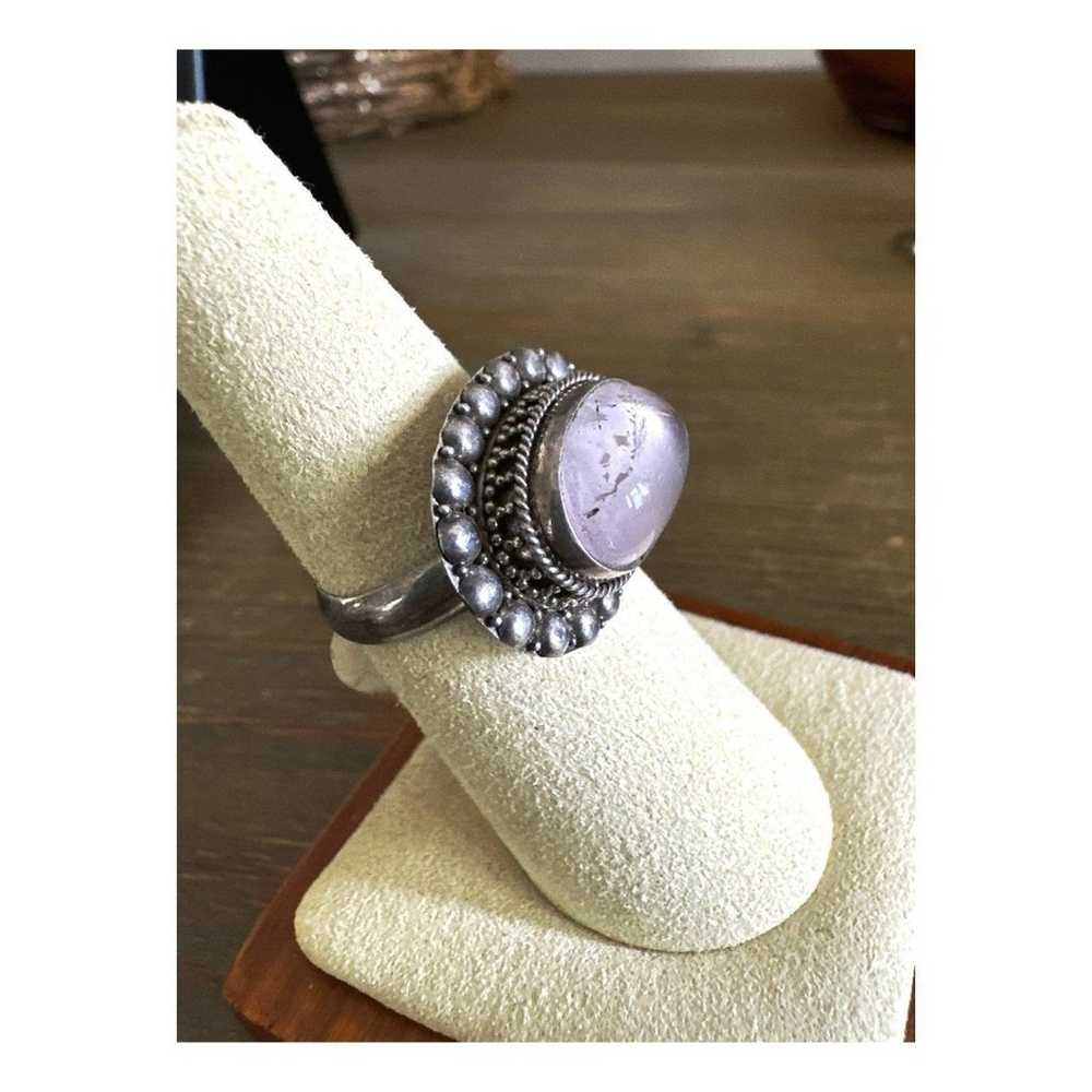 Vintage Bali Style Moonstone Ring - Solid Sterlin… - image 2