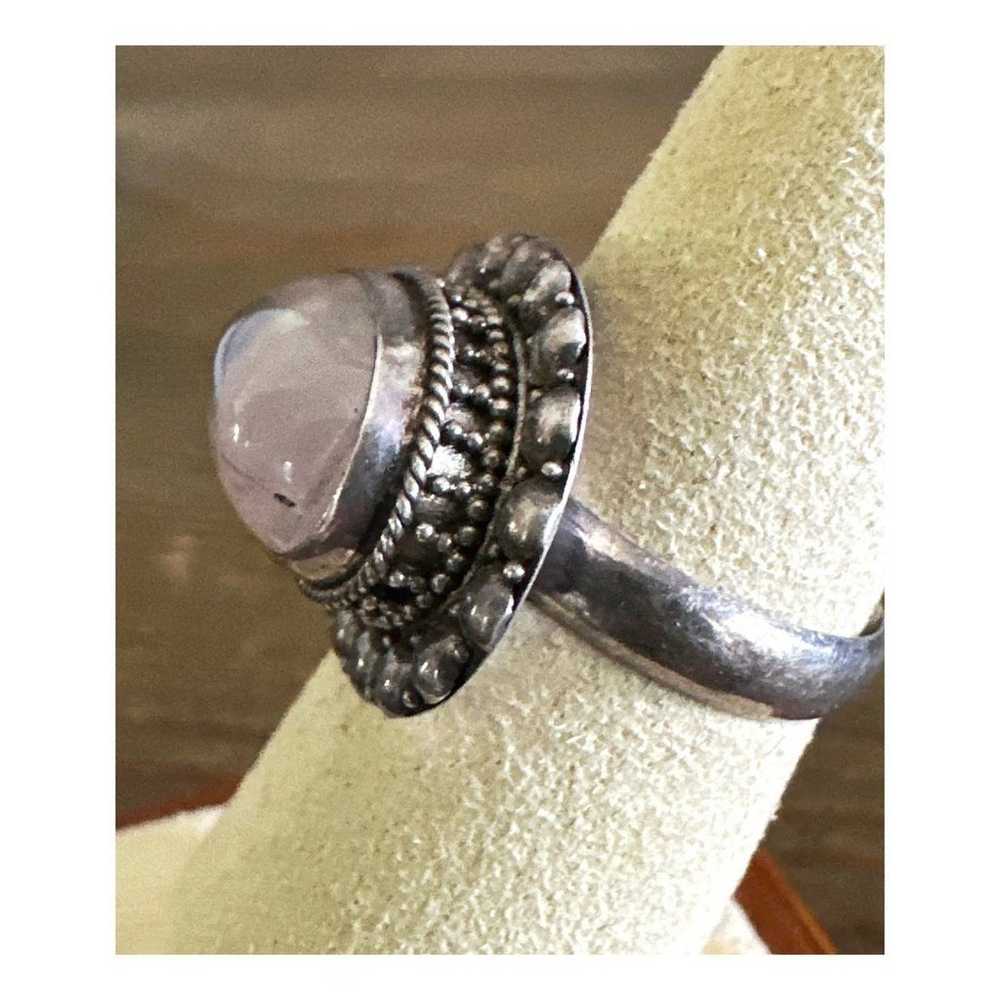 Vintage Bali Style Moonstone Ring - Solid Sterlin… - image 3