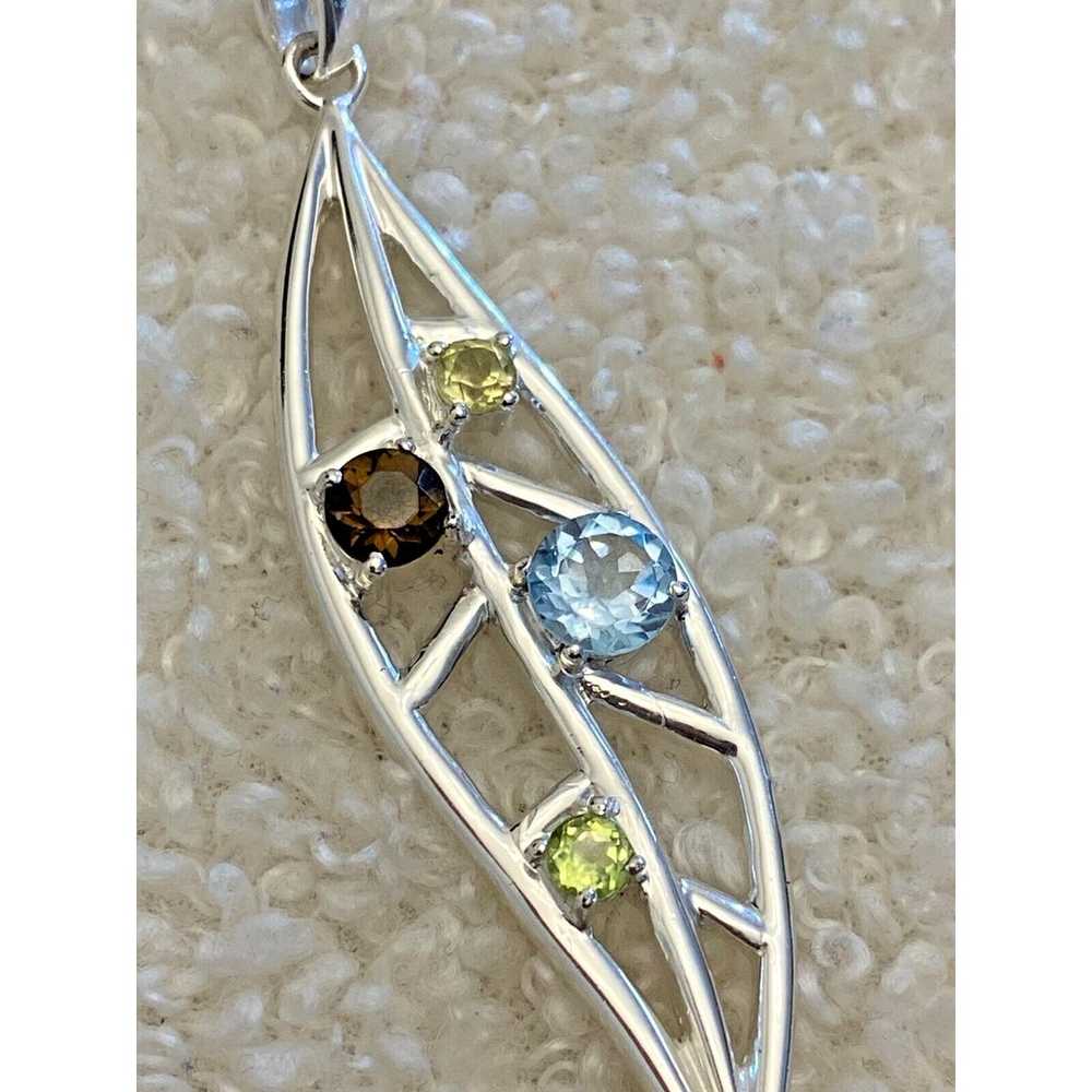 Sterling Silver 925 Natural Multi Gemstone Pendan… - image 4