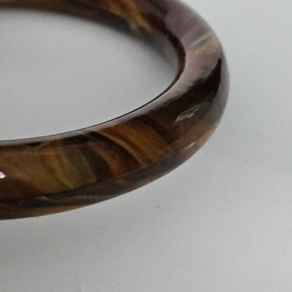 Vintage Brown Tone Swirl Art Glass Bangle Bracelet - image 3