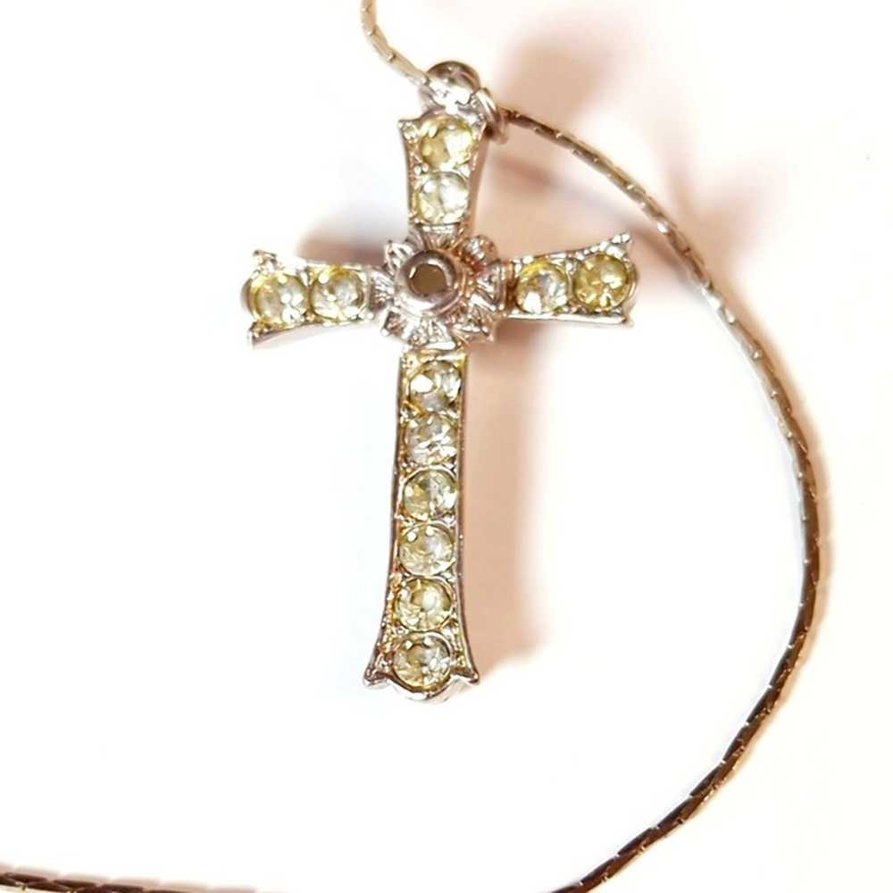 Vintage Stanhope Silver-Tone Rhinestone Cross Pen… - image 1