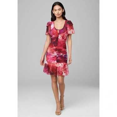 Bebe Everly Shirred Ruffle Floral Dress