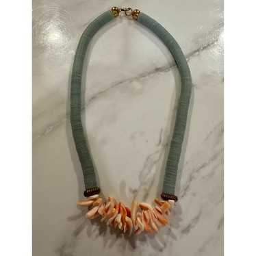 Vintage Peach Puka Shell Chip Hawaiian Necklace w… - image 1