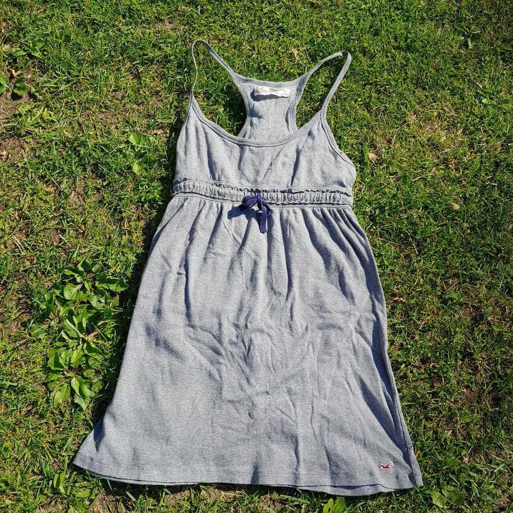 Hollister Y2k Cotton Gray Babydoll Drawstring Dre… - image 2