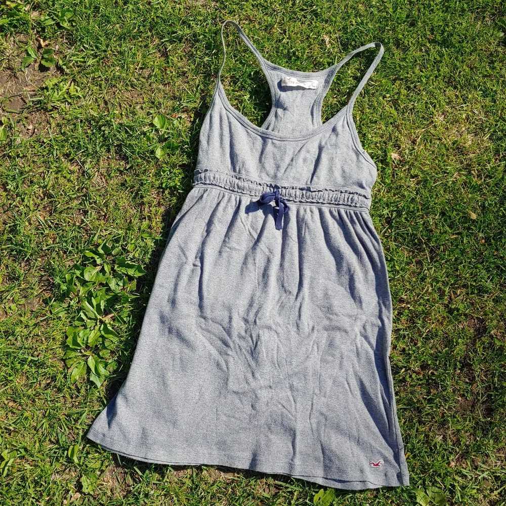 Hollister Y2k Cotton Gray Babydoll Drawstring Dre… - image 5