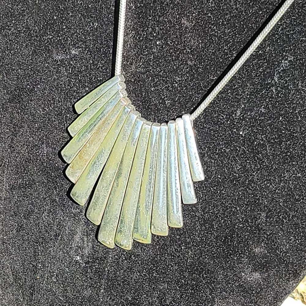 Vtg Fringe Tapered Silver Tone Necklace - image 3