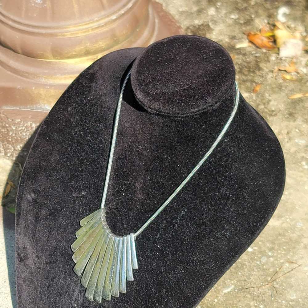 Vtg Fringe Tapered Silver Tone Necklace - image 5