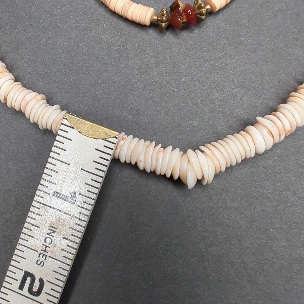 Vtg Dainty Shell Chicklet Bead Heishi Necklace & … - image 7