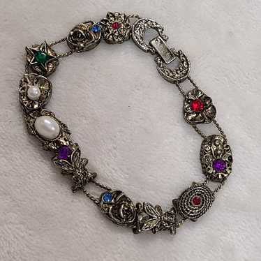 Vintage Silver Tone Slider Bracelet