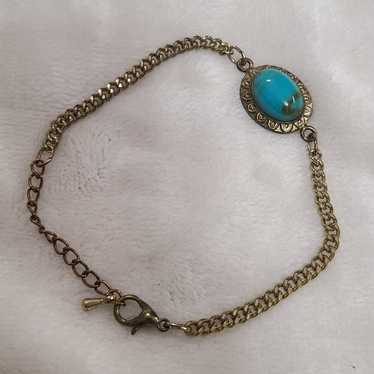 Vintage Gold Tone Turquoise Bracelet