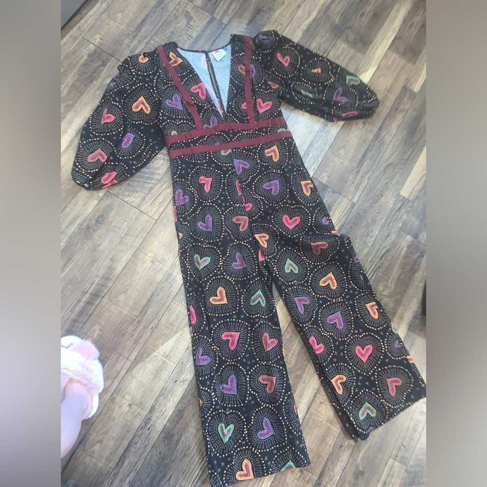 Farm rio heart printed deep v jumpsuit XL 180$ - image 5