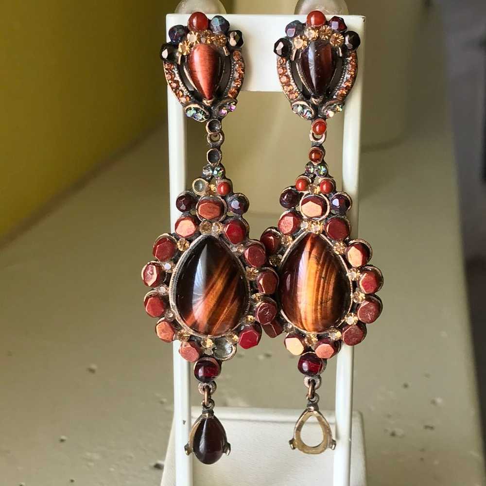 Vintage Victorian Revival Tiger Eye Jasper Bronze… - image 1