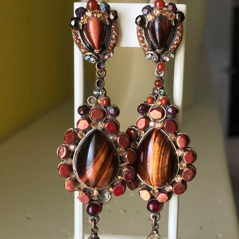 Vintage Victorian Revival Tiger Eye Jasper Bronze… - image 2