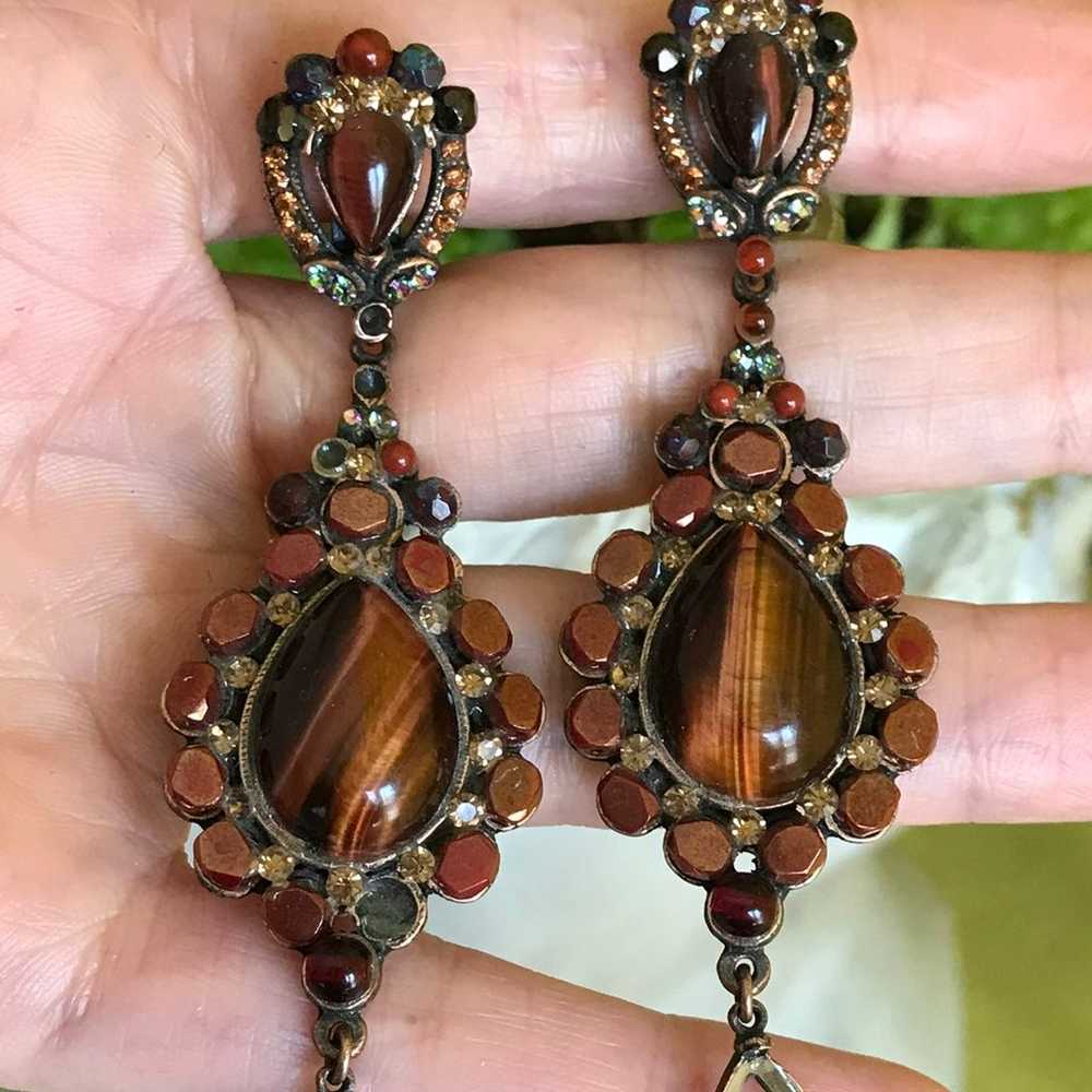 Vintage Victorian Revival Tiger Eye Jasper Bronze… - image 3