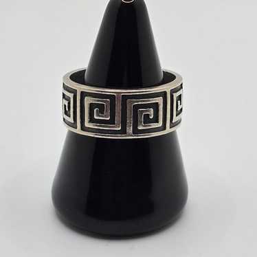 925 Silver Vintage Greek Maze Band Ring Size12