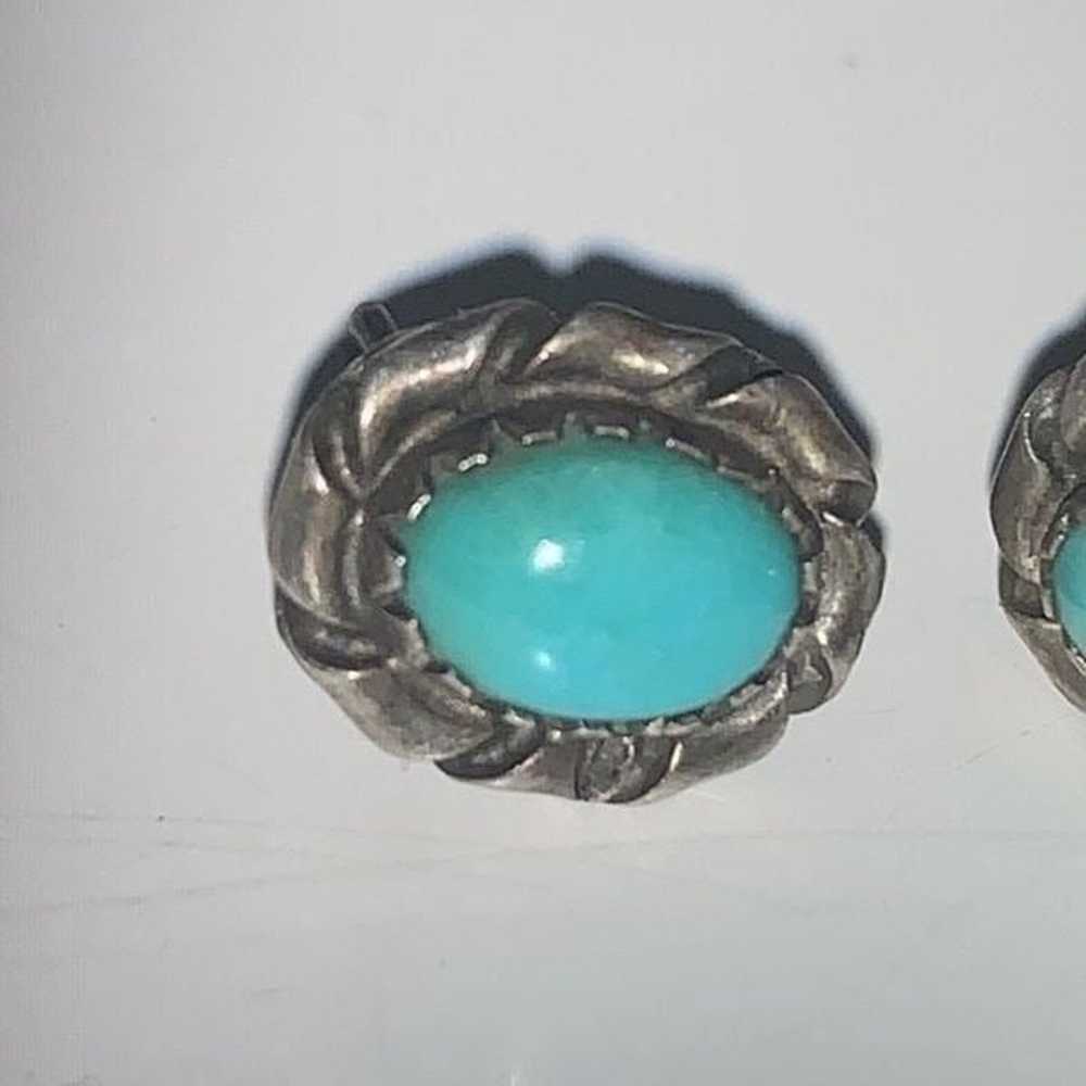 Vintage Sterling Silver Natural Turquoise Post Ea… - image 3