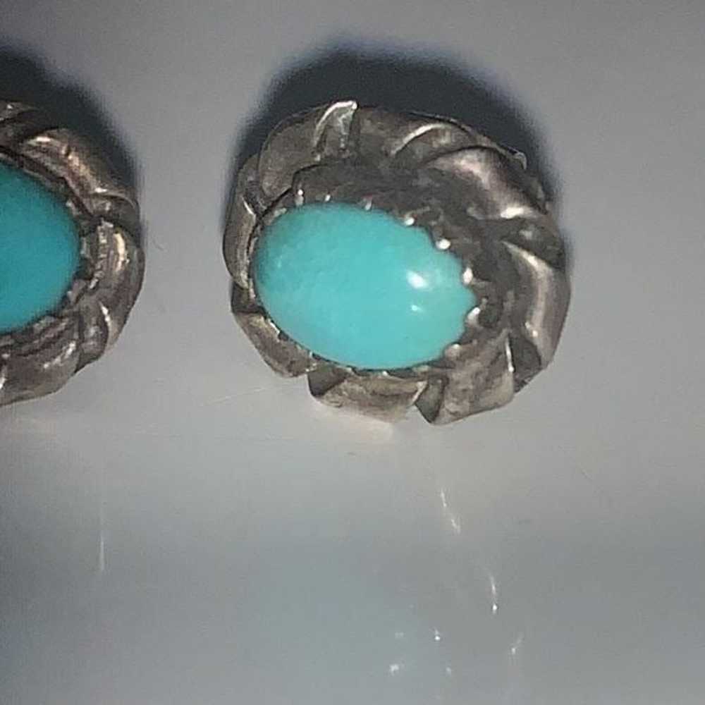 Vintage Sterling Silver Natural Turquoise Post Ea… - image 4