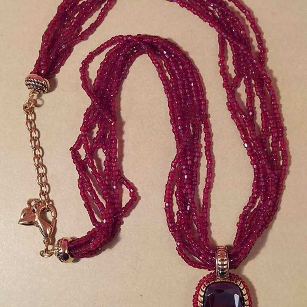 Vintage Carolee Ruby Red Gem Golden Necklace - image 5