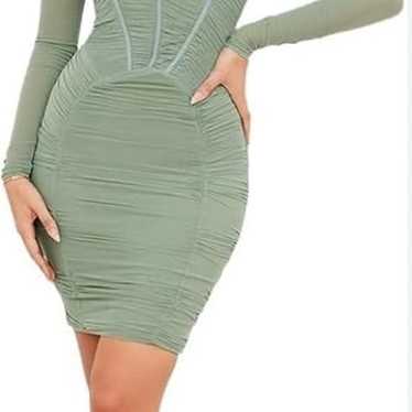 House of CB Freyja Gathered Corset Dress In Green… - image 1